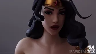 Biting Lip & Big Breasts: Straight Cowgirl Sex with Wonder Woman thumbnail