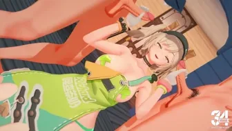Platinum Perks: Burnice's Dirty Threesome Anal Session | Coffee Shop Moans thumbnail